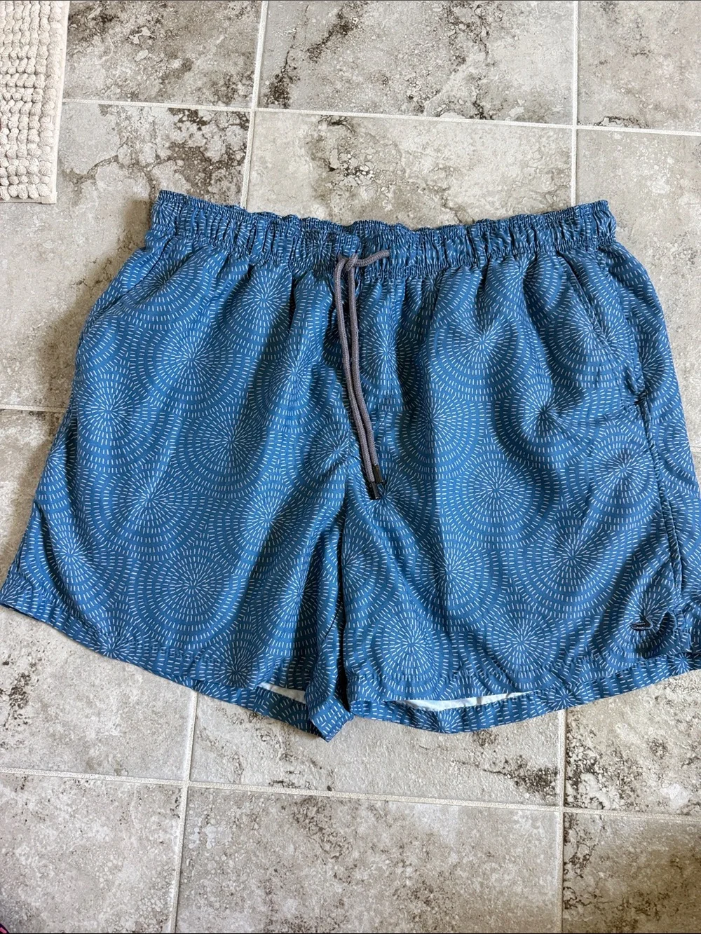 Southern Marsh Blue Circular-Print Swim Trunks